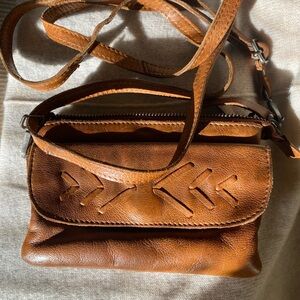 Latico Caramel Leather Crossbody Bag with Chevron Design